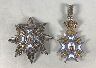  Ordre de Saint Sava (Serbie) 
Croix de commandeur et plaque en argent rehaussées...