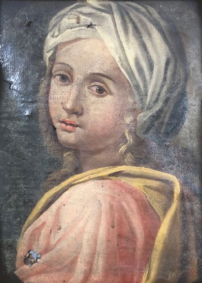 null Ecole italienne du XVIIe siècle

Femme au turban.

Huile sur toile (trous).

25...
