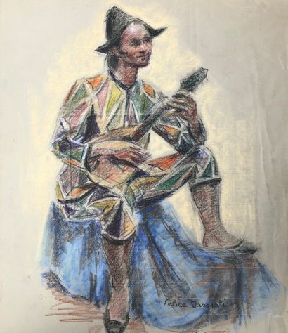 Felice CASORATI (1883-1963) 
Arlequin musicien....