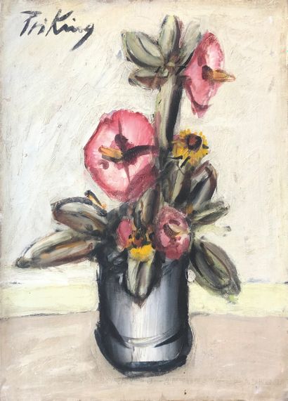 null Frans PRIKING (1929-1979)

Bouquet de fleurs.

Huile sur papier marouflé signé...