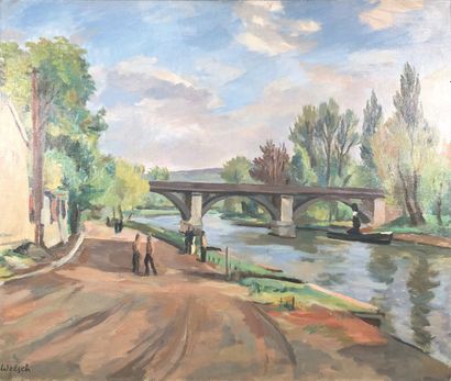  Paul WELSCH (1889-1954) 
Pont sur la Seine....