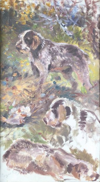 null Roger REBOUSSIN (1881-1965)

Etude de chiens.

Huile sur toile signée en bas...