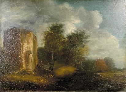 null Jean-Baptiste SARAZIN (18th-19th centuries)

Landscape with ruined tower. 

Oil...