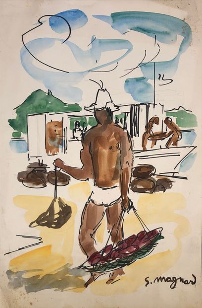 null Stéphane MAGNARD (1917-2010)

Tahiti.

Lot de onze aquarelles et gouaches, neuf...