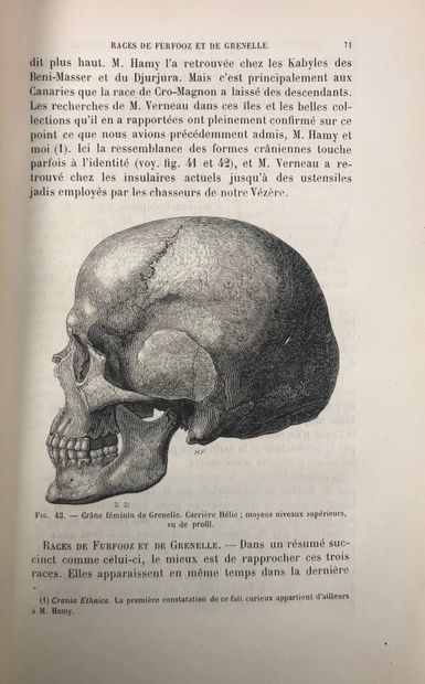 null A de QUATREFAGES, Hommes fossiles et hommes sauvages, Paris, Baillère et fils,...