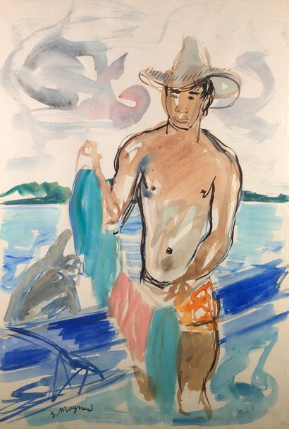 null Stéphane MAGNARD (1917-2010)

Homme au chapeau à Tahiti.

Aquarelle signée en...