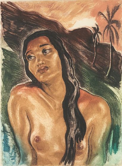 null Serge GRES (1899-1970)

Tahitienne au torse nu.

Eau-forte en couleurs signée...