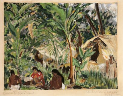 null Maurice HENSEL (1890-1958)

"Case tahitienne", 1938.

Estampe en couleurs signée...