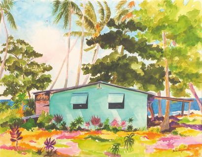 null Simone TESTEGUIDE (1933-2019)

Casemate en Polynésie.

Aquarelle signée en bas...
