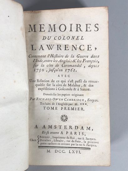 
Mémoire du Colonel Laurence contenant l'histoire...