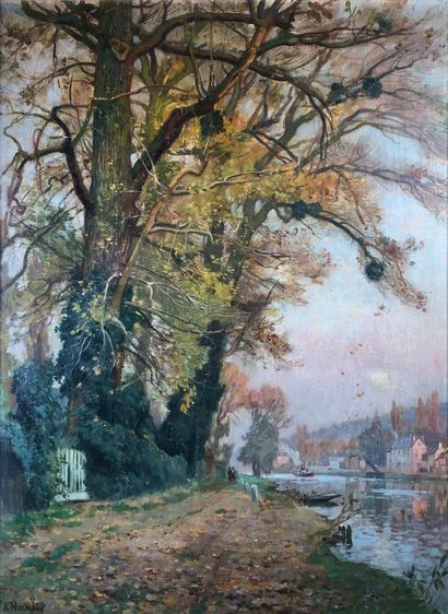 null Alexandre NOZAL (1852-1929)
Bord de Seine.
Huile sur toile signée en bas à gauche.
65...