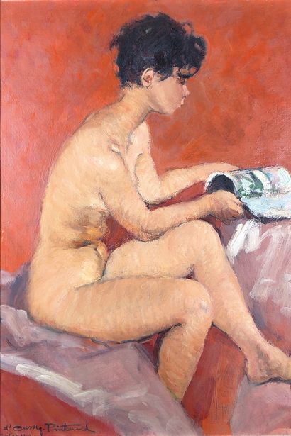 null Louise D’AUSSY-PINTAUD (1900-1990)
Femme nue. 
Huile sur toile signée en bas...