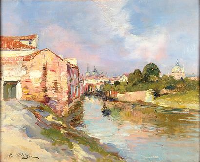 null Raymond ALLEGRE (1857-1933)
Village du Sud.
Huile sur panneau signé en bas à...