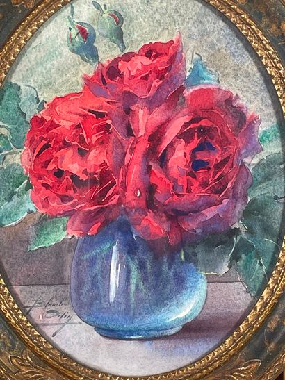 null Blanche ODIN (1865-1957)
Bouquet de roses.
Aquarelle sur papier signé en bas...