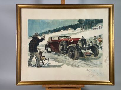 null Geo HAM (Georges Hamel, 1900-1972)
"Rally Monte Carlo with the victorious hotchkiss".
Etching...
