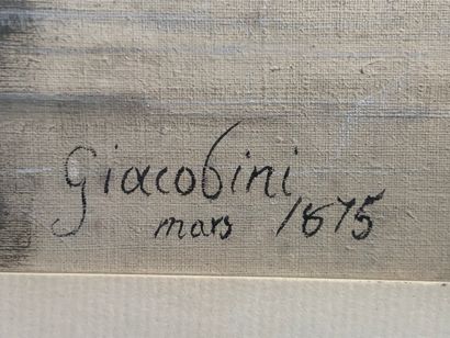 null Léon GIACOBINI (XIXe siècle)
Bord d'étang, 1875.
Huile sur papier signé et daté...