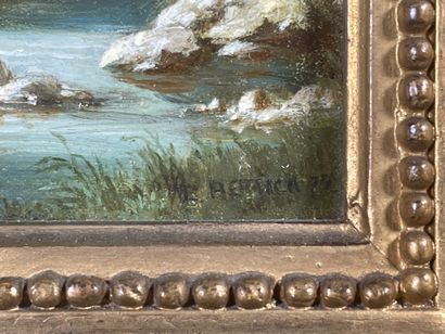 null E. HETTICH (XIXe siècle)
Scènes pastorales. 
Deux huiles sur panneaux, l'un...
