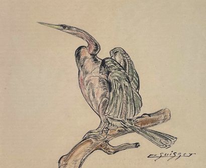null Gaston SUISSE (1896-1988)
Aningha.
India ink and oil pastel on Japan signed...