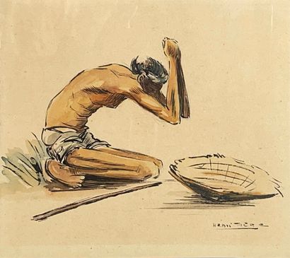 null Henri MÈGE (1904-1984)
"The chief of Canton" and The prayer.
Two inks and watercolor...