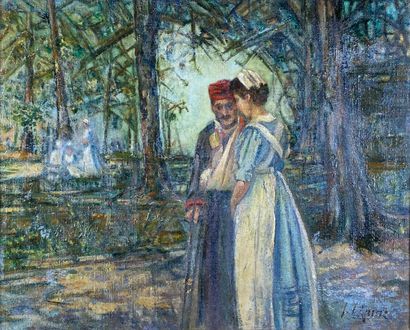 null Joseph LEPINE (1867-1943)
Soldier and nurse
Oil on canvas signed lower right.
50...
