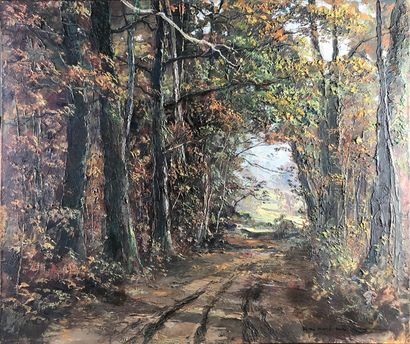 null Henri MEGE (1904-1984)
"Autumn in Savoy, undergrowth at Sonaz", 1957.
Oil on...