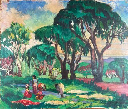 null Roland MASCART (1909-?)
Women washing clothes in New Caledonia or Martinique.
Oil...