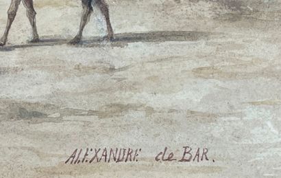 null Alexandre DE BAR (1821-1901)
Les pyramides de Gizeh.
Aquarelle signée en bas...