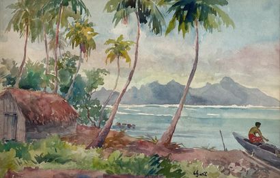 null A.G. ATIL (XX-XXI century)
View on Moorea (?).
Watercolor signed lower right.
View...