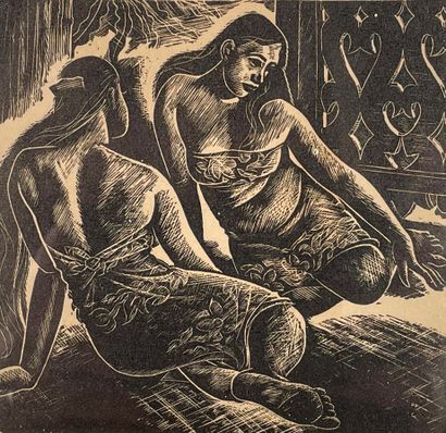 null Jacques BOULLAIRE (1893-1976)
"La Orana, mata iti api", 1946".
Wood signed lower...
