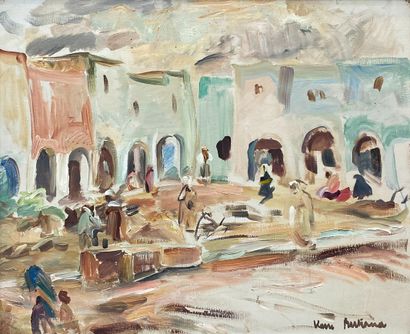 null Claire BERTRAND EISENSCHITZ (1890-1969)
Animated court in the East.
Oil on canvas...