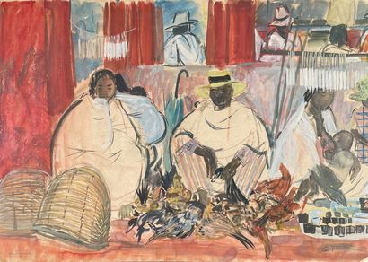 null Elisabeth FAURE (1906-1964)
Poultry merchant in Madagascar.
Watercolor signed...