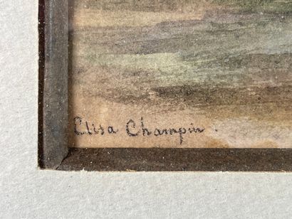 null Elisa Honorine Pitet CHAMPIN (?-1871). 
Two watercolors: 
- Glade, signed lower...