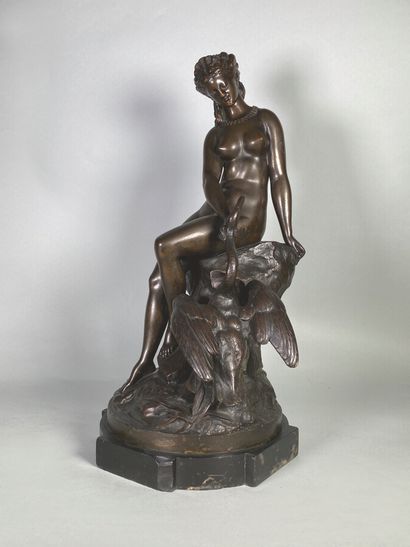 null Henri KLEY (1833-1911)
Leda and the swan. 
Bronze proof with shaded brown patina....