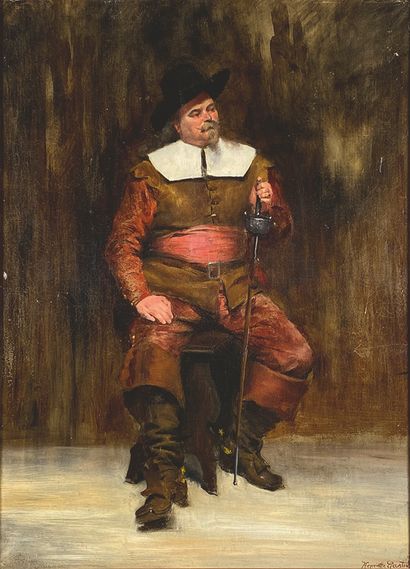 null Henriette GASTID (19th-20th century)
Man with foil, 1884.
Oil on canvas signed...