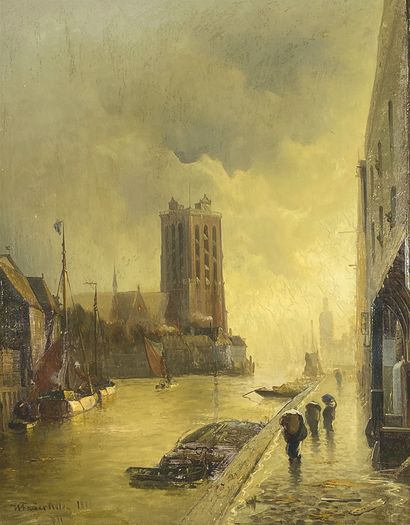 19th century Dutch school
View of a canal,...