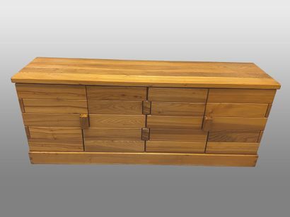 null MAISON REGAIN (Attributed to)
Elm-wood sideboard opening to four doors, one...