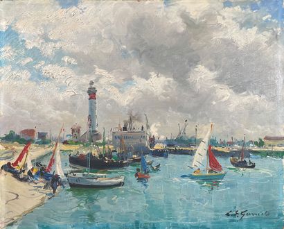 null Louis Edouard GARRIDO (1893/1982)
"The Port of Ouistreham".
Oil on isorel signed...