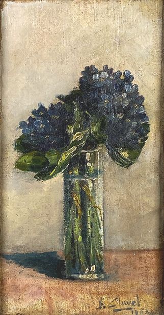 null CLAVEL (20th century)
Bouquet de violettes, 1953.
Oil on canvas laid down on...