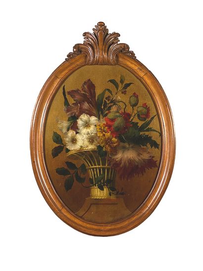 Ecole du XIXe siècle
Bouquet de fleurs.
Huile...