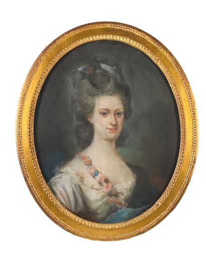 null 19th century school
Portrait of a woman.
Pastel with oval view. 
61 x 50 cm