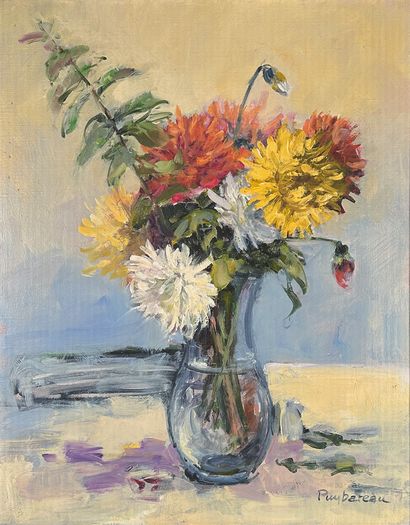 null Annie PUYBAREAU (born 1955)
Bunch of flowers. 
Oil on canvas signed lower right.
41...