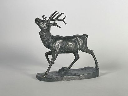 null Antoine Louis BARYE (1796-1875)
Stag bellowing.
Bronze proof with shaded brown...
