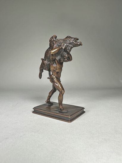null Antoine-Louis BARYE (1795-1875)
Hercules and the boar of Erymanthe. 
Bronze...