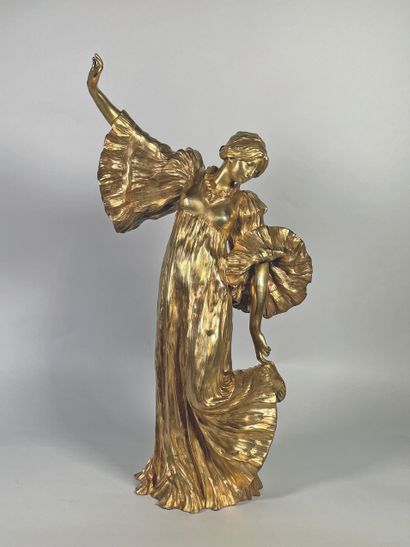 null Agathon LÉONARD (1841-1923)
La danseuse au cothurne.
Epreuve en bronze à patine...