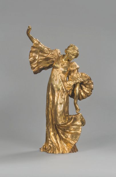 null Agathon LÉONARD (1841-1923)
La danseuse au cothurne.
Epreuve en bronze à patine...