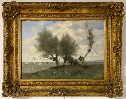 null Paul Désiré TROUILLEBERT (1829-1900)
« Saules au Crotoy »
Huile sur toile signée...