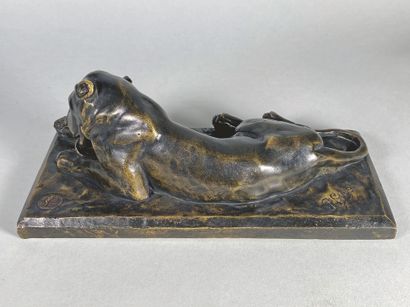 null Georges GUYOT (1885-1973)
Lionne se léchant la patte.
Epreuve en bronze à patine...