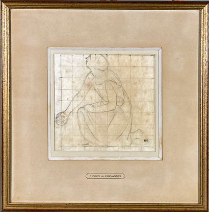 null Pierre PUVIS DE CHAVANNES (1824-1898)
Femme à genoux.
Crayon sur papier. Cachet...