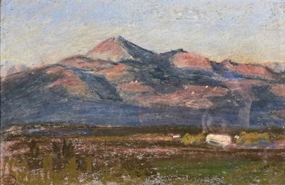 null Paul HUET (1803-1869)
Paysage au Monte Calvo, circa 1845.
Pastel. Cachet de...