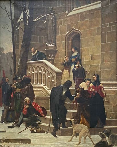 null Louis BAADER (1828-c.1919)
L'aumône, 1870.
Huile sur toile signée et datée en...